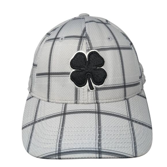 Black Clover Live Lucky Fitted Baseball Cap Gray XL Embroidered 6 Panel Checked - Picture 1 of 10